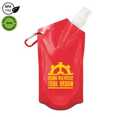 Gourde souple pliable avec mousqueton 450 ml - Indyanna Pub - Objets  publicitaires personnalisables