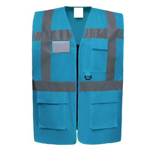 CA29-Gilet de sécurité mutlifonction zippé bleu fluo