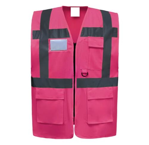 CA29-Gilet de sécurité mutlifonction zippé rose fluo