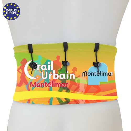 Ceinture hydratation / Trail / Running / 3 poches / Smartphone / Gourde souple / Barres énergétiques / Option porte-dossard 2 / 3 attaches
