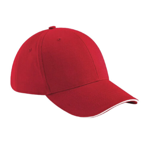 D210-Casquette coton 6 panneaux Haut de gamme rouge