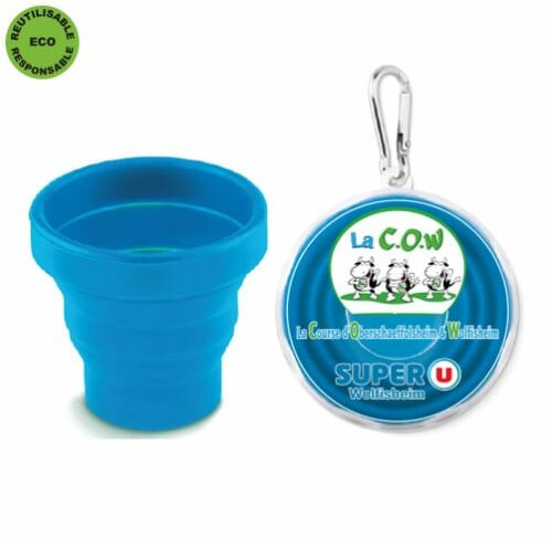 DA1-Tasse silicone pliable avec mosuqueton et couvercle marquage doming quadrichromie