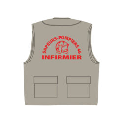F12 Gilet reporter 11 poches marquage pour association caritative