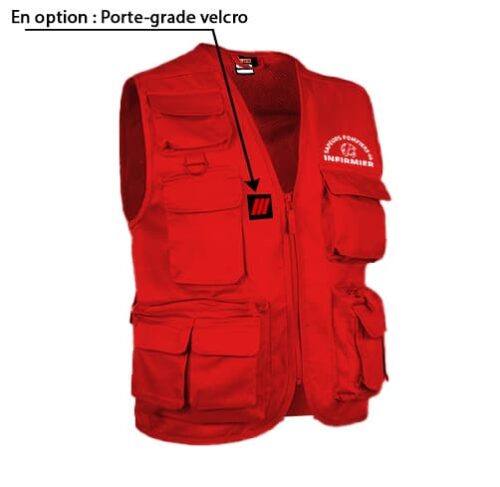 F12 Gilet reporter 11 poches rouge