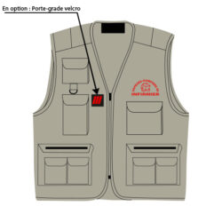 F12-gilet reporter 11 poches avec veclro porte-grade en option
