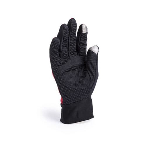 D193 gant tactile rouge 100% polyester avec paume anti dérapante