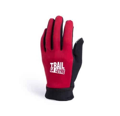 D193 gant tactile rouge 100% polyester avec paume anti dérapante avec marquage sérigraphie inclus