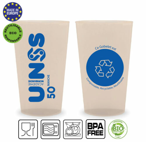 PA1-Gobelet réutilisable biodégradable et recyclable 25 cl utile