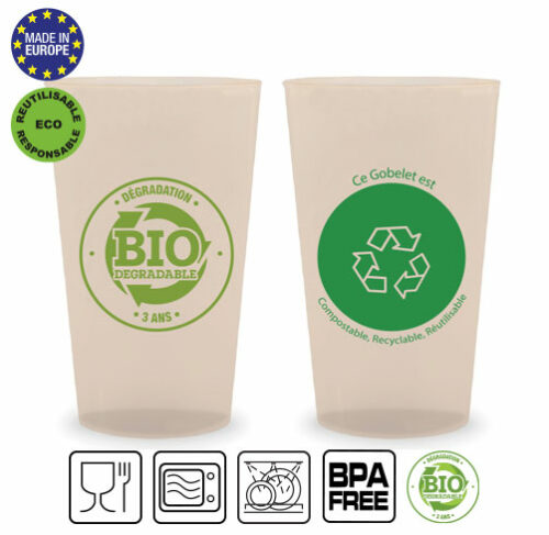 PA1-Gobelet réutilisable biodégradable et recyclable 25 cl utile