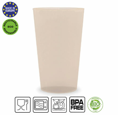PA1-PA2-Gobelet réutilisable biodégradable et recyclable 25 cl utile