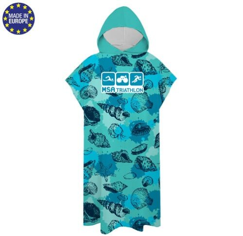 Poncho microfibre à capuche en microfibre absorbante personalisation intégrale en sublimation