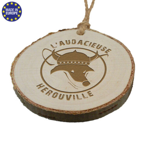 Médaille en bouleau / Marquage laser / Cordelette