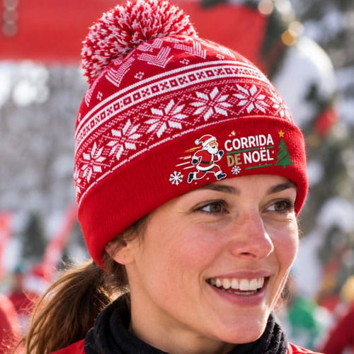 Bonnet pompon noël personnalisé