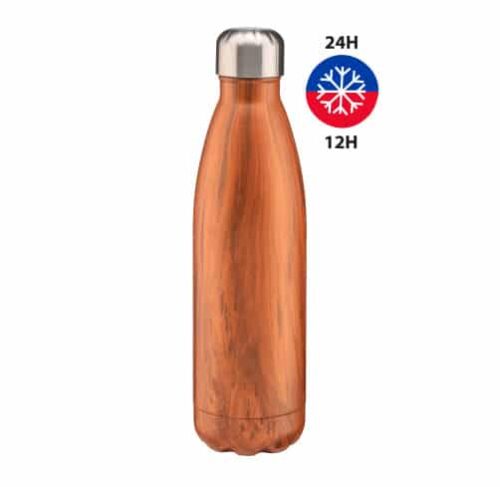 S62-Bouteille thermos paroi double en acier 500ml finition bois