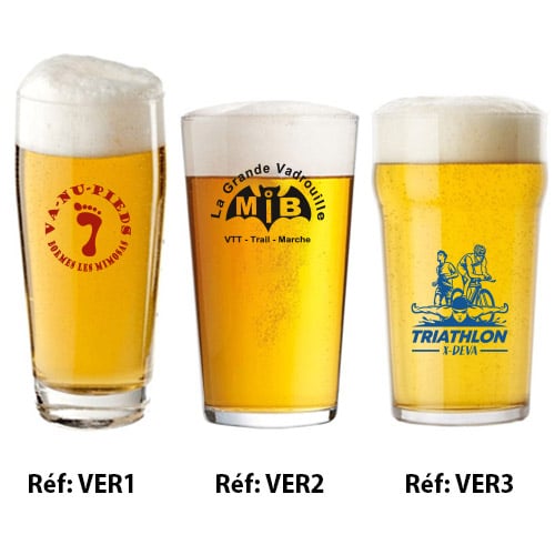 Verre à bière / 25 ou 30cl / Impression céramique 1 couleur
