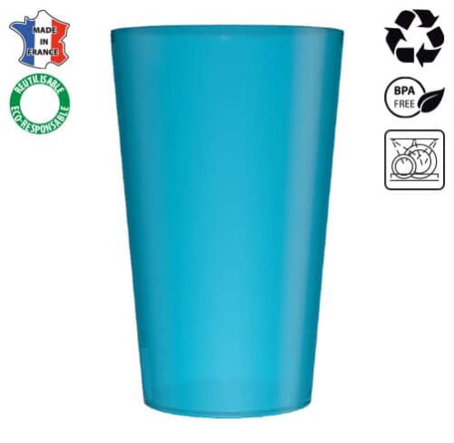 Z1-Gobelet en polypropylène réutilisable recyclable et lavable bleu clair