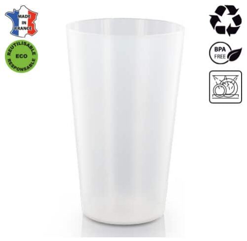 Z1-Gobelet en polypropylène réutilisable recyclable et lavable transparent
