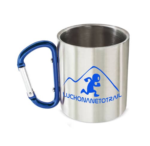 Tasse métal isotherme avec mousqueton 175 ou 275 ml - Indyanna Pub - Objets  publicitaires personnalisables