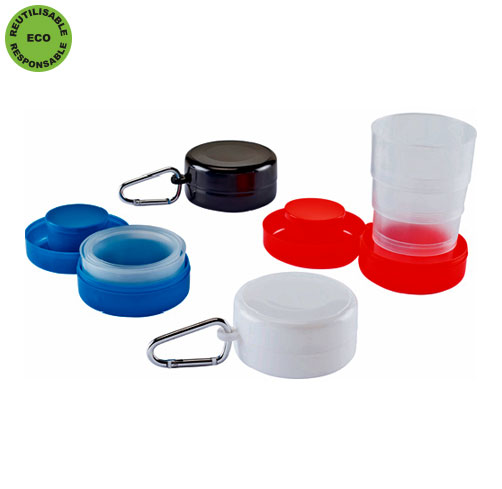 Gobelet pliable avec mousqueton 200 ml - Indyanna Pub - Objets  publicitaires personnalisables