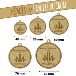 Médailles en bois gravées au laser, différentes tailles et formats disponibles !