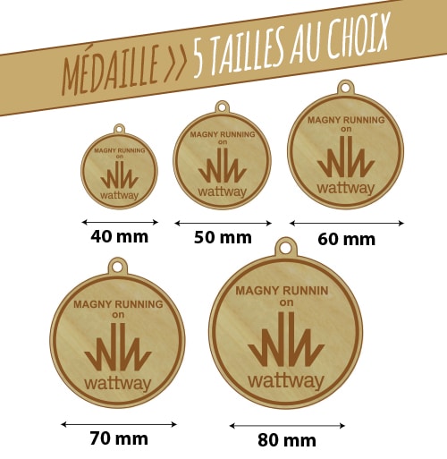 Médailles en bois gravées au laser, différentes tailles et formats disponibles !