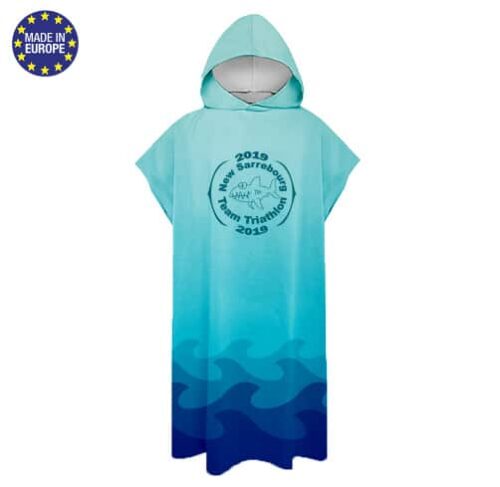 Poncho microfibre à capuche en microfibre absorbante personalisation intégrale en sublimation