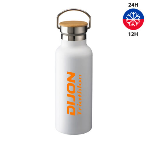 S74-bouteille thermo en acier 500 ml avec bouchon en bambou