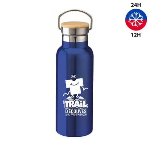 S74-bouteille thermo en acier 500 ml avec bouchon en bambou