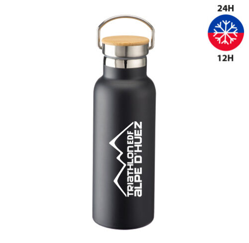 S74-bouteille thermo en acier 500 ml avec bouchon en bambou